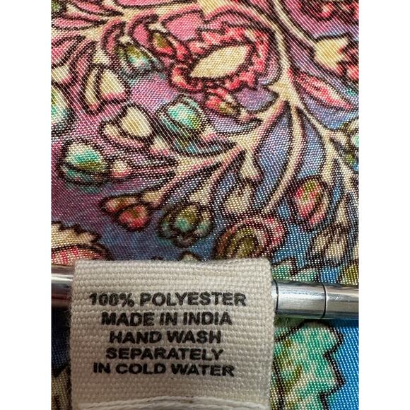 Paani Dress Womens Medium Red Blue‎ Floral Boho Sleeveless Sheer Pockets Beach - Picture 8 of 10